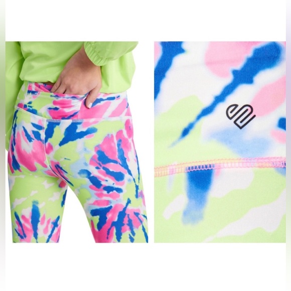 Justice Sport Girls Bright Tie-Dye Color Block Athletic Legging - sz: M (10) - Picture 4 of 5
